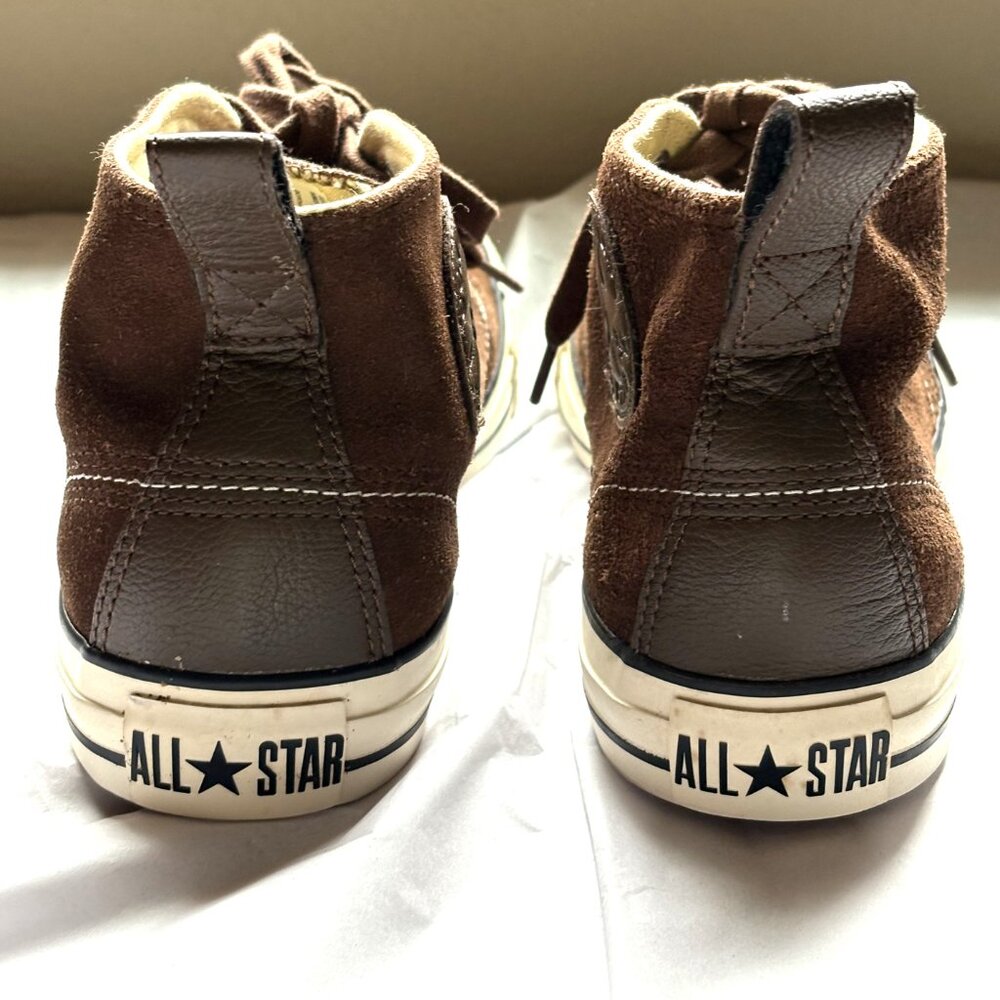 NEW CONVERSE ALL STAR DARK BROWN SUEDE LACE UP HIGHTOP SNEAKERS SIZE: 7 - Picture 6 of 10
